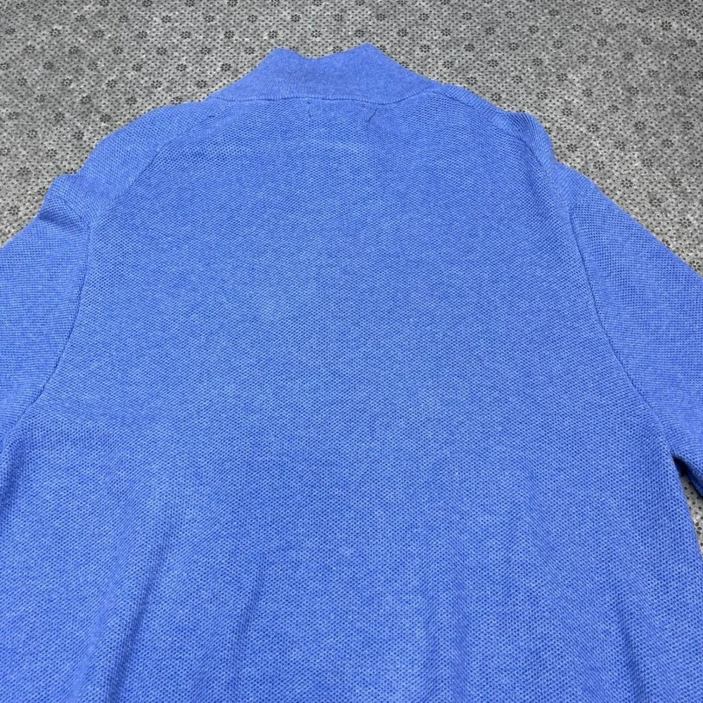 Polo Ralph Lauren Blue Pima Cotton Quarter Zip Sweater Mens XL Pony‎ Logo